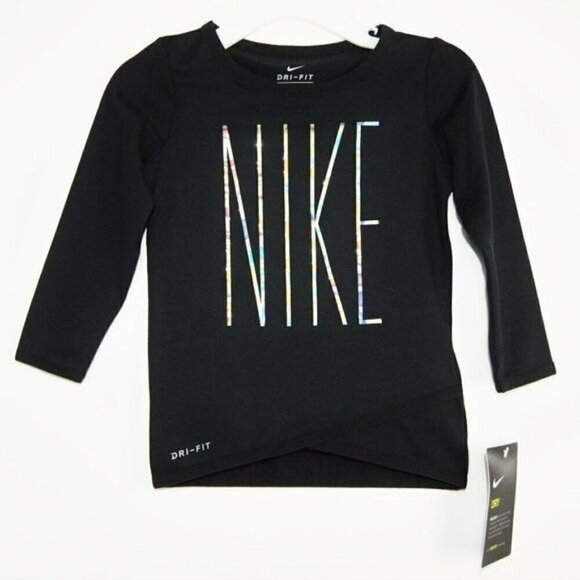 New! Newborn Girl Nike Dri-Fit Iridescent Logo Top - Picture 1 of 3